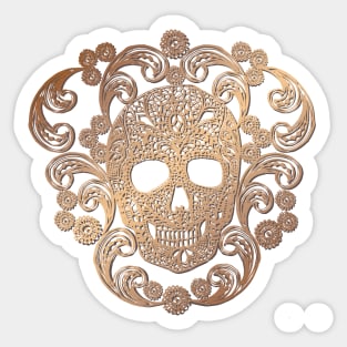 Gold Lace Skull Sticker